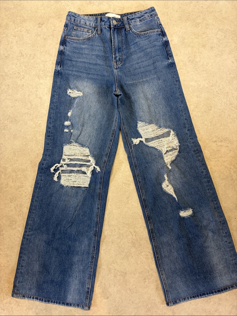 Vervet Distressed Wide Leg Jeans High Rise Trendy Demin Women Size 26
